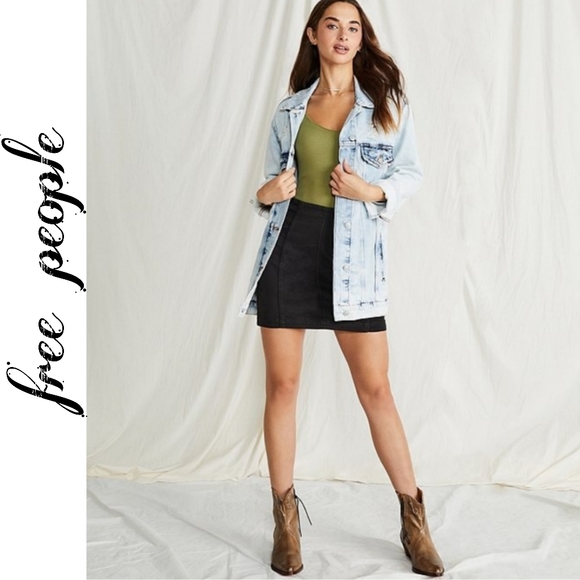 Free People Destroyed Long Sleeve Point Collar Denim Statement Jacket Siz… - Picture 3 of 5